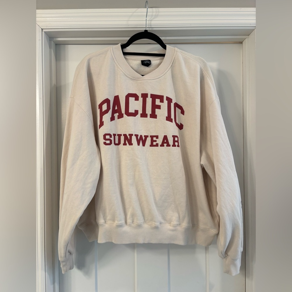 PacSun Cream and Red Crewneck Sweater